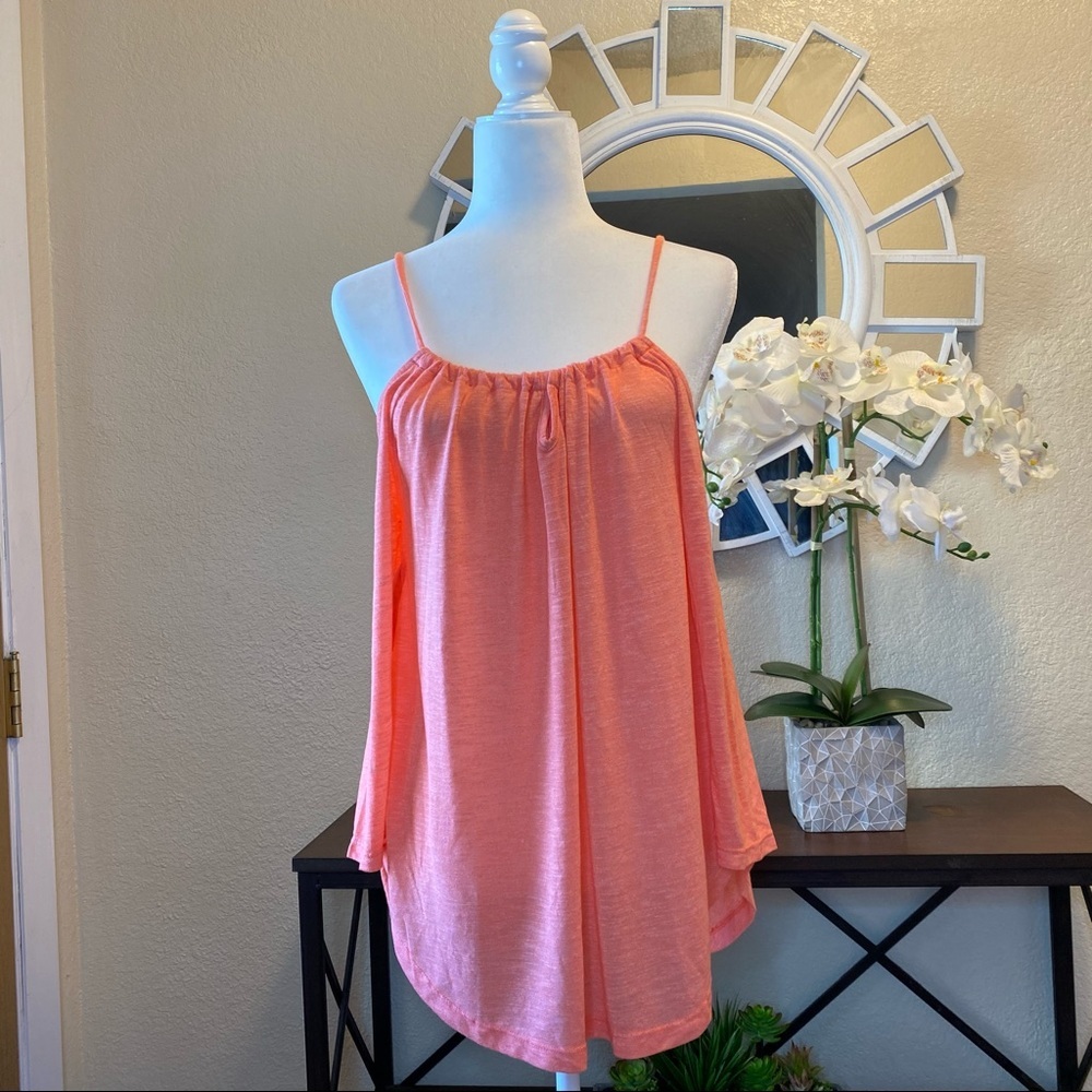 Michael Stars Cold Shoulder Marled Shirt Salmon OS